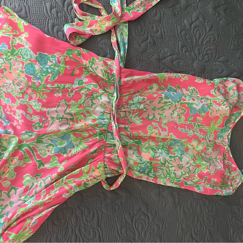 Floral Pink and Green Romper